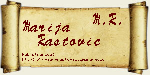 Marija Rastović vizit kartica